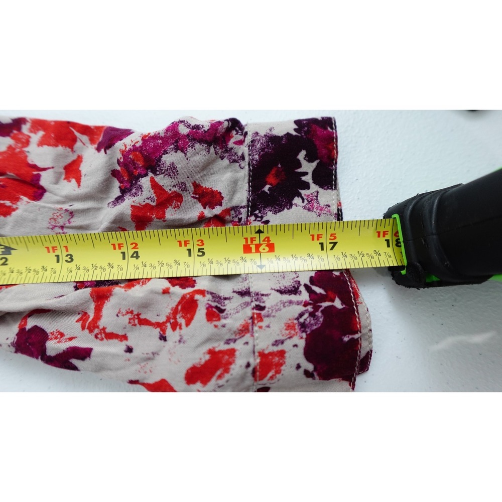 Lucky Brand Floral Blouse Red and Purple Design With Sleeves you can make 3/4 - Picture 9 of 11